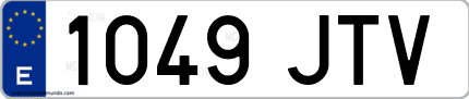 Ejemplo de matrícula de coche ordinaria 1049 JTV
