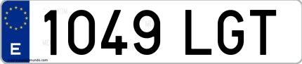 Ejemplo de matrícula española 1049 LGT