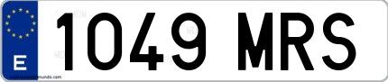 Ejemplo de matrícula española 1049 MRS