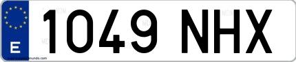 Ejemplo de matrícula española 1049 NHX