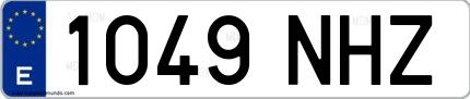 Ejemplo de matrícula española 1049 NHZ
