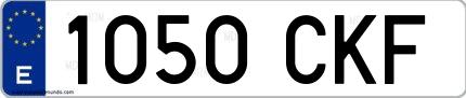 Ejemplo de matrícula de coche ordinaria 1050 CKF