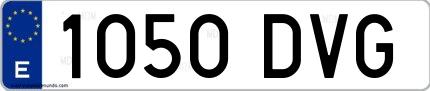 Ejemplo de matrícula española 1050 DVG