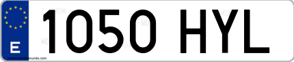 Ejemplo de matrícula de coche ordinaria 1050 HYL