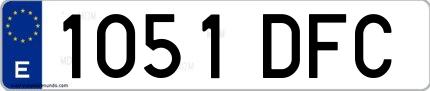 Ejemplo de matrícula española 1051 DFC
