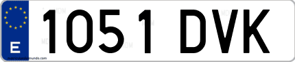 Ejemplo de matrícula de coche ordinaria 1051 DVK
