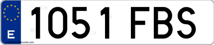 Ejemplo de matrícula de coche ordinaria 1051 FBS