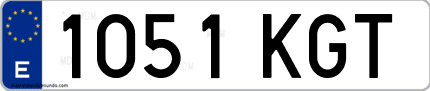Ejemplo de matrícula de coche ordinaria 1051 KGT