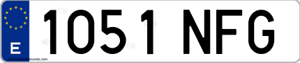 Ejemplo de matrícula de coche ordinaria 1051 NFG