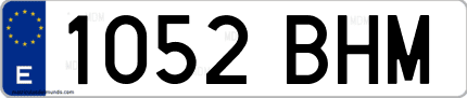 Ejemplo de matrícula de coche ordinaria 1052 BHM