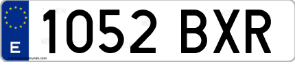 Ejemplo de matrícula de coche ordinaria 1052 BXR