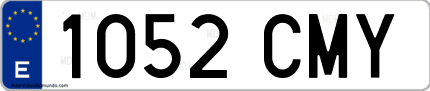 Ejemplo de matrícula de coche ordinaria 1052 CMY