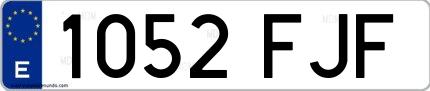 Ejemplo de matrícula española 1052 FJF
