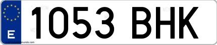Ejemplo de matrícula española 1053 BHK