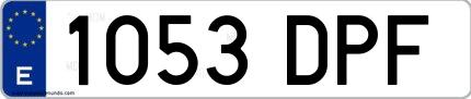 Ejemplo de matrícula española 1053 DPF