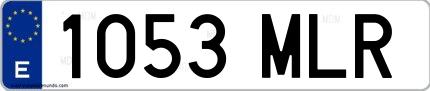 Ejemplo de matrícula española 1053 MLR