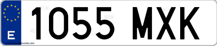 Ejemplo de matrícula de coche ordinaria 1055 MXK