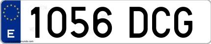 Ejemplo de matrícula española 1056 DCG