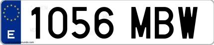 Ejemplo de matrícula española 1056 MBW
