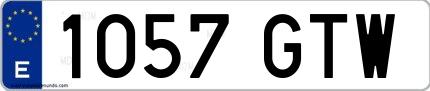 Ejemplo de matrícula española 1057 GTW