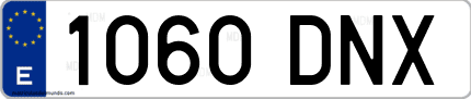 Ejemplo de matrícula de coche ordinaria 1060 DNX