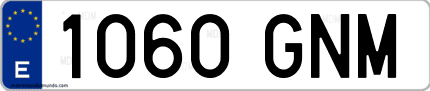 Ejemplo de matrícula de coche ordinaria 1060 GNM