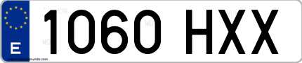 Ejemplo de matrícula de coche ordinaria 1060 HXX