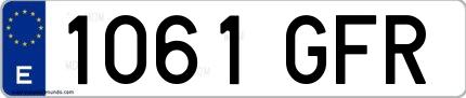 Ejemplo de matrícula española 1061 GFR