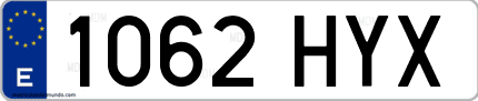 Ejemplo de matrícula de coche ordinaria 1062 HYX