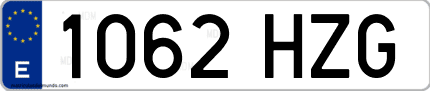 Ejemplo de matrícula de coche ordinaria 1062 HZG