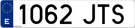 Ejemplo de matrícula española 1062 JTS