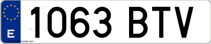 Ejemplo de matrícula de coche ordinaria 1063 BTV