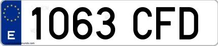 Ejemplo de matrícula española 1063 CFD