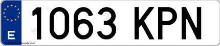 Ejemplo de matrícula española 1063 KPN