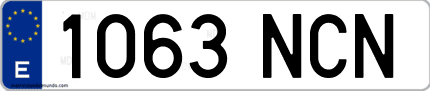 Ejemplo de matrícula de coche ordinaria 1063 NCN