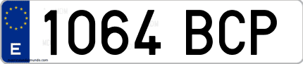 Ejemplo de matrícula de coche ordinaria 1064 BCP