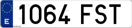 Ejemplo de matrícula de coche ordinaria 1064 FST