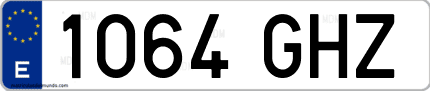 Ejemplo de matrícula de coche ordinaria 1064 GHZ