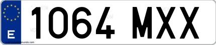 Ejemplo de matrícula española 1064 MXX