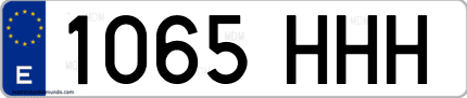 Ejemplo de matrícula de coche ordinaria 1065 HHH