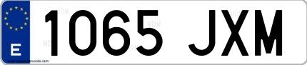 Ejemplo de matrícula española 1065 JXM