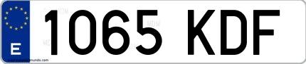 Ejemplo de matrícula española 1065 KDF