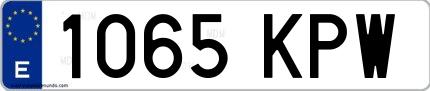 Ejemplo de matrícula española 1065 KPW