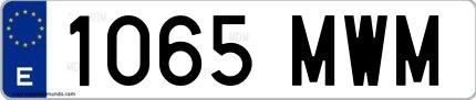 Ejemplo de matrícula española 1065 MWM