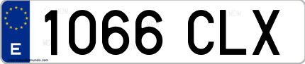 Ejemplo de matrícula de coche ordinaria 1066 CLX
