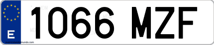 Ejemplo de matrícula de coche ordinaria 1066 MZF