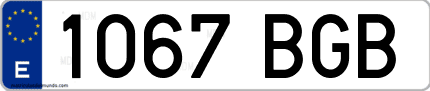 Ejemplo de matrícula de coche ordinaria 1067 BGB