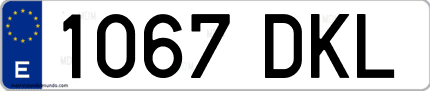 Ejemplo de matrícula de coche ordinaria 1067 DKL