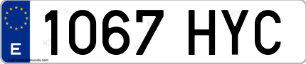 Ejemplo de matrícula de coche ordinaria 1067 HYC