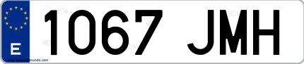 Ejemplo de matrícula española 1067 JMH